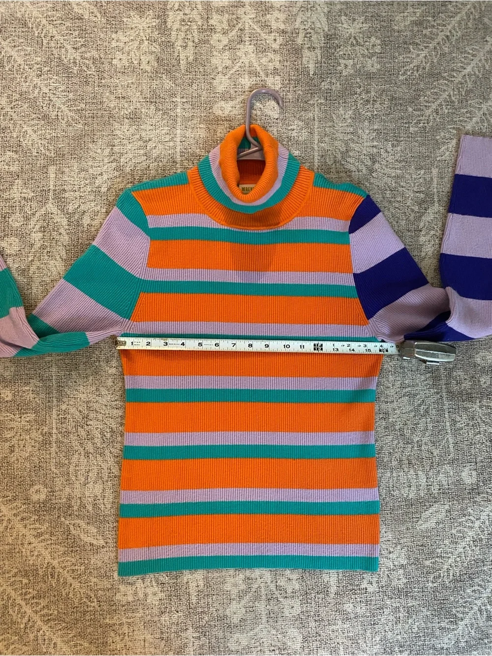 Maeve by Anthropologie Colorful Striped Ribbed Turtleneck Womens Size L - Picture 6 of 7